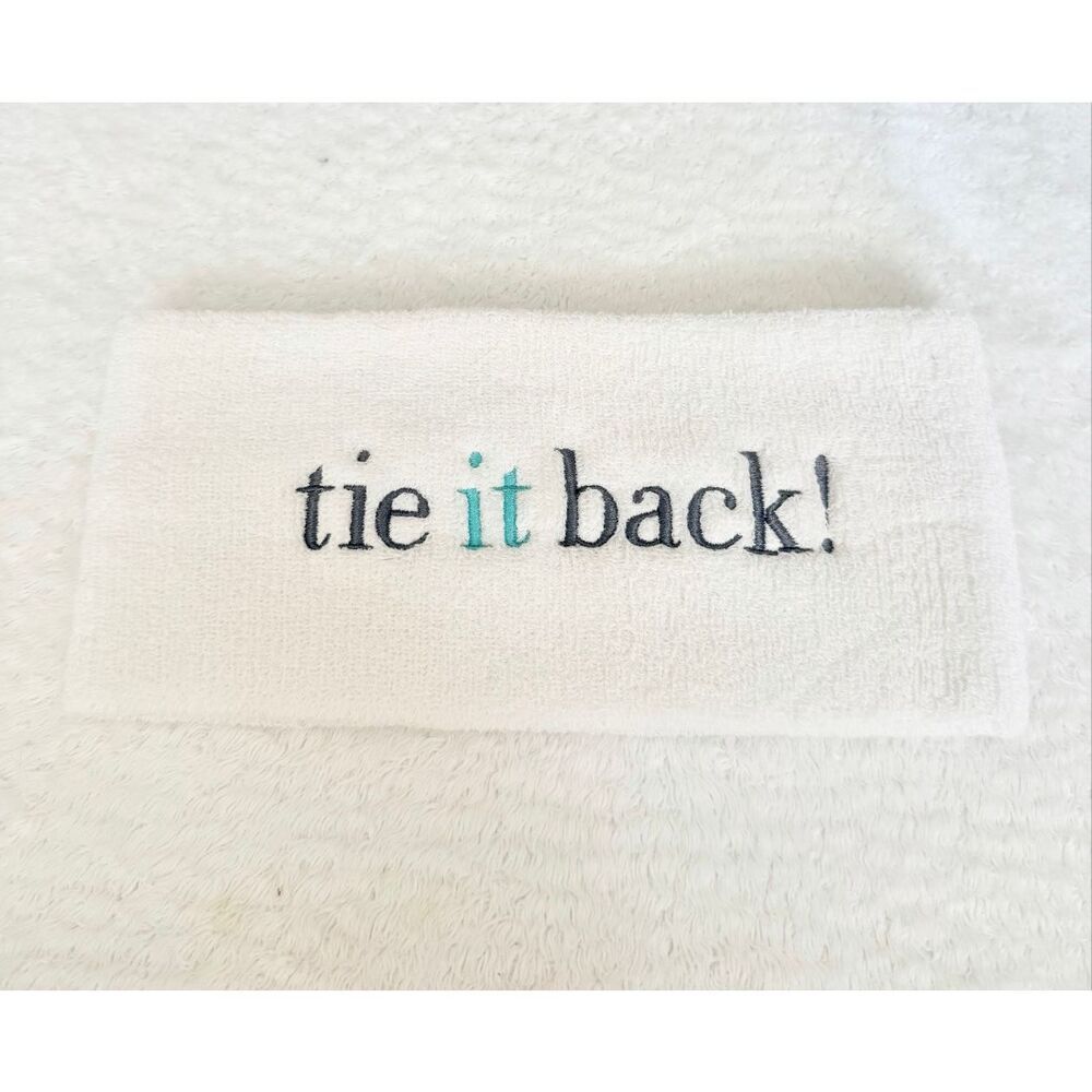 Tie It Back! Embroidered White Terry Cloth Spa Makeup Headband